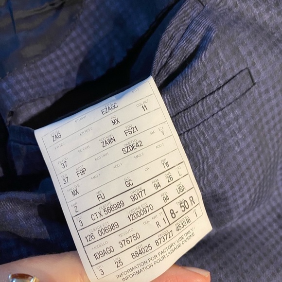 Z Zegna Men’s Blazer Sport Coat Blue Size 50R Degraded Check Linen Cotton - Picture 10 of 10